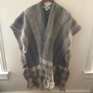 100% Wool Poncho cape shawl